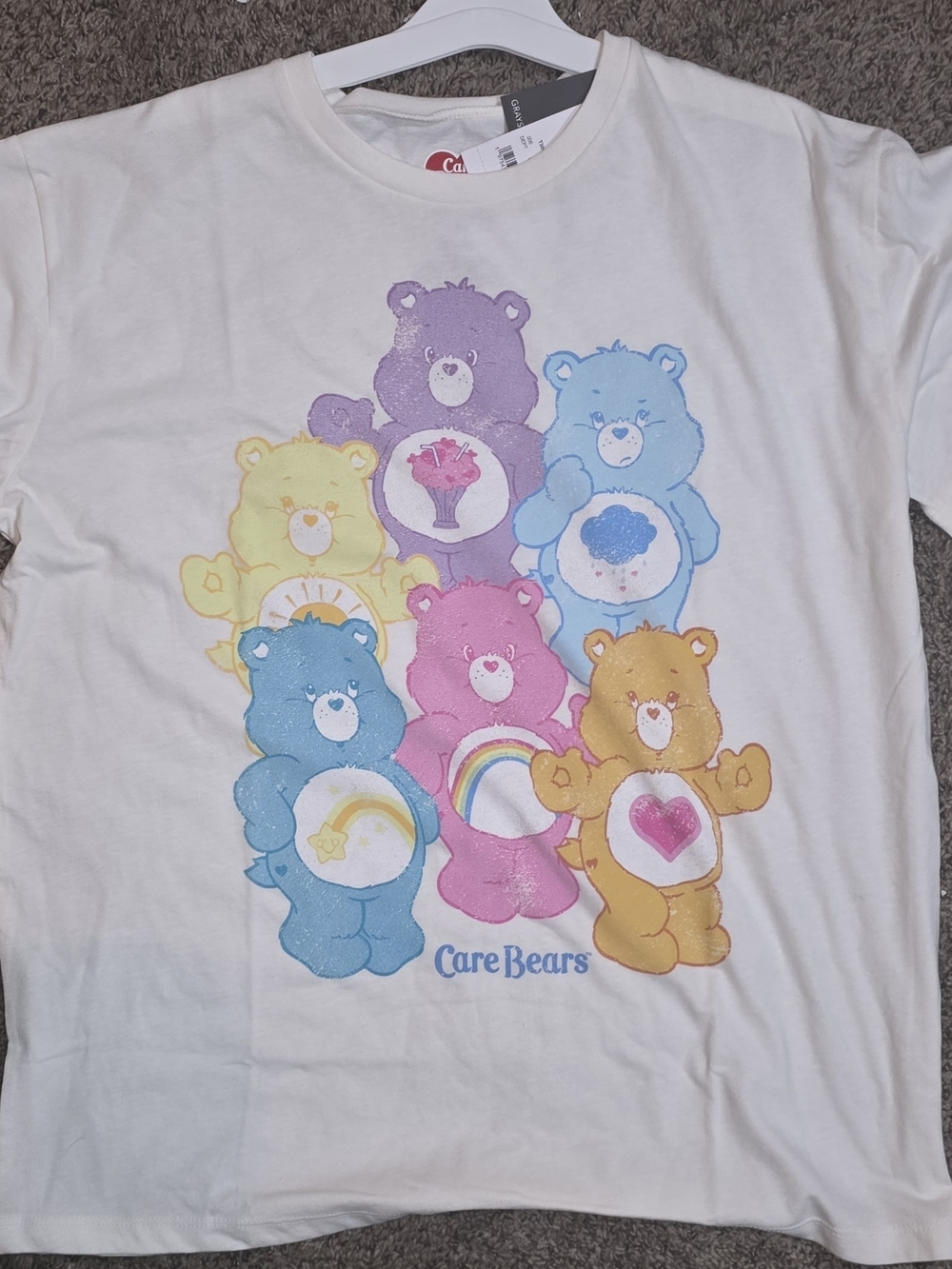 Care Bears White Tee with Multi-Color Bear Graphics
